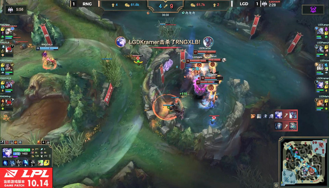 LGD碾压FPX，Xiaohu完成史诗逆转鏖战多局四强赛，锁定晋级资格